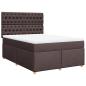 Preview: ARDEBO.de - Boxspringbett mit Matratze Dunkelbraun 140x190 cm Stoff