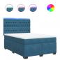 Preview: Boxspringbett mit Matratze Blau 140x190 cm Samt