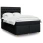 Preview: ARDEBO.de - Boxspringbett mit Matratze Schwarz 140x190 cm Stoff