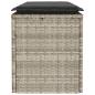 Preview: Gartenbank mit Kissen Hellgrau 110x40x44 cm Poly Rattan