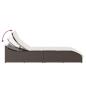 Preview: Klappliege mit Auflage und Stauraum Braun Poly-Rattan