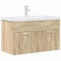 Preview: Waschbeckenunterschrank Einbaubecken Wasserhahn Sonoma-Eiche