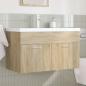 Preview: Waschbeckenunterschrank Einbaubecken Wasserhahn Sonoma-Eiche