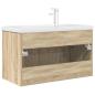 Preview: Waschbeckenunterschrank Einbaubecken Wasserhahn Sonoma-Eiche
