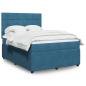 Preview: ARDEBO.de - Boxspringbett mit Matratze Dunkelblau 140x190 cm Samt