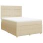 Preview: Boxspringbett mit Matratze Creme 140x190 cm Stoff