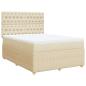 Preview: Boxspringbett mit Matratze Creme 140x190 cm Stoff