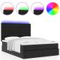Preview: Ottoman-Bett mit Matratze & LEDs Schwarz 140x190 cm Kunstleder
