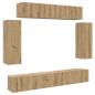 Preview: 6-tlg. TV-Schrank-Set Wandmontage Artisan-Eiche Holzwerkstoff
