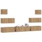 Preview: ARDEBO.de - 7-tlg. TV-Schrank-Set Wandmontage Artisan-Eiche Holzwerkstoff