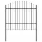 Preview: ARDEBO.de - Gartenzaun mit Speerspitzen Stahl (1,5 - 1,75) x 1,7 m Schwarz