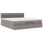 Preview: Ottoman-Bett mit Matratze & LEDs Taupe 180x200 cm Stoff