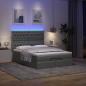 Preview: Ottoman-Bett mit Matratze & LEDs Dunkelgrau 140x190 cm Stoff