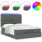 Preview: Ottoman-Bett mit Matratze & LEDs Dunkelgrau 140x190 cm Stoff