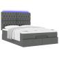 Preview: Ottoman-Bett mit Matratze & LEDs Dunkelgrau 140x190 cm Stoff