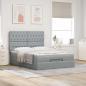 Preview: Ottoman-Bett mit Matratze Hellgrau 140x190 cm Stoff