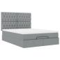 Preview: Ottoman-Bett mit Matratze Hellgrau 140x190 cm Stoff