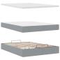 Preview: Ottoman-Bett mit Matratze Hellgrau 140x190 cm Stoff