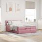 Preview: Ottoman-Bett mit Matratze Rosa 140x190 cm Samt