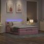 Preview: Ottoman-Bett mit Matratze & LEDs Rosa 140x190 cm Samt