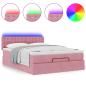Preview: Ottoman-Bett mit Matratze & LEDs Rosa 140x190 cm Samt