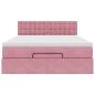Preview: Ottoman-Bett mit Matratze & LEDs Rosa 140x190 cm Samt