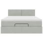 Preview: Ottoman-Bett mit Matratze & LEDs Hellgrau 140x200 cm Samt