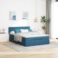 Preview: Ottoman-Bett mit Matratze Dunkelblau 140x190 cm Samt