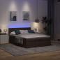 Preview: Ottoman-Bett mit Matratze & LEDs Dunkelbraun 140x190 cm Stoff