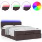 Preview: Ottoman-Bett mit Matratze & LEDs Dunkelbraun 140x190 cm Stoff