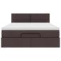 Preview: Ottoman-Bett mit Matratze & LEDs Dunkelbraun 140x190 cm Stoff
