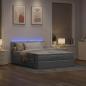 Preview: Ottoman-Bett mit Matratze & LEDs Hellgrau 140x190 cm Stoff