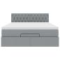 Preview: Ottoman-Bett mit Matratze & LEDs Hellgrau 140x190 cm Stoff