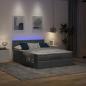 Preview: Ottoman-Bett mit Matratze & LEDs Dunkelgrau 140x190 cm Stoff