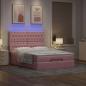 Preview: Ottoman-Bett mit Matratzen & LEDs Rosa 140x190 cm Samt