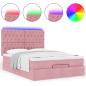 Preview: Ottoman-Bett mit Matratzen & LEDs Rosa 140x190 cm Samt