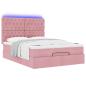 Preview: Ottoman-Bett mit Matratzen & LEDs Rosa 140x190 cm Samt