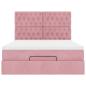 Preview: Ottoman-Bett mit Matratzen & LEDs Rosa 140x190 cm Samt