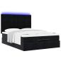 Preview: Ottoman-Bett mit Matratzen & LEDs Schwarz 140x190 cm Samt