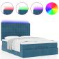 Preview: Ottoman-Bett mit Matratzen & LEDs Dunkelblau 140x190 cm Samt