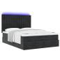 Preview: Ottoman-Bett mit Matratzen & LEDs Schwarz 140x190 cm Samt