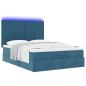Preview: Ottoman-Bett mit Matratzen & LEDs Dunkelblau 140x190 cm Samt