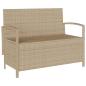 Preview: ARDEBO.de - Gartenbank mit Stauraum und Kissen Beige Poly Rattan
