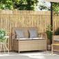 Preview: Gartenbank mit Stauraum und Kissen Beige Poly Rattan