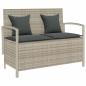 Preview: ARDEBO.de - Gartenbank mit Stauraum und Kissen Hellgrau Poly Rattan