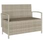 Preview: Gartenbank mit Stauraum und Kissen Hellgrau Poly Rattan
