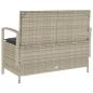 Preview: Gartenbank mit Stauraum und Kissen Hellgrau Poly Rattan