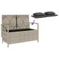 Preview: Gartenbank mit Stauraum und Kissen Hellgrau Poly Rattan