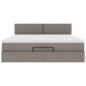 Preview: Ottomane Bett mit Matratze & LEDs Taupe 180x200 cm Stoff
