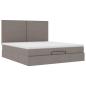 Preview: Ottoman-Bett mit Matratze & LEDs Taupe 180x200 cm Stoff
